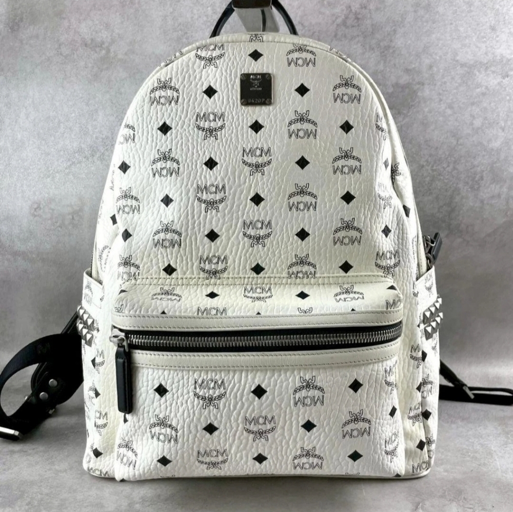 MCM White and Black Limited Edition Logo Backpack,I Do have the original receipt